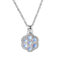 EverTrue Rainbow Moonstone and White Zircon 2.65 ctw Pendant in Platinum Bond with Stainless Steel Necklace (20 Inches)