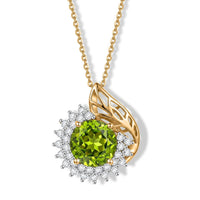 D''Joy Premium Hebei Peridot, Moissanite Pendant Necklace (20 Inches) in 18K Vermeil YG Over Sterling Silver 3.85 ctw
