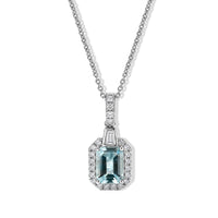 Certified & Appraised Luxuro 10K White Gold AAA Santamaria Aquamarine, Diamond (I2) Pendant Necklace (20 Inches) 1.65 ctw