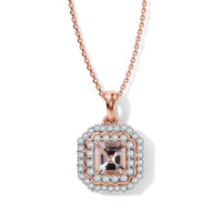 Certified and Appraised D''Joy Premium Pink Morganite, Moissanite Pendant Necklace (18 Inches) in 18K Vermeil RG Over Sterling Silver 1.30 ctw