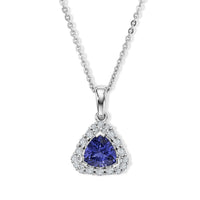 D''Joy Premium Tanzanite, Moissanite Pendant Necklace (18 Inches) in Rhodium Over Sterling Silver 1.30 ctw