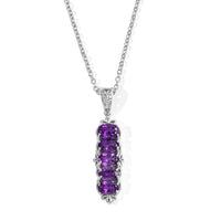 EverTrue African Amethyst 2.10 ctw Pendant Necklace in Stainless Steel 20 Inches