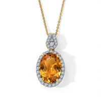 D''Joy Premium Brazilian Citrine, Moissanite Pendant Necklace (18 Inches) in 18K Vermeil YG Over Sterling Silver 6.15 ctw