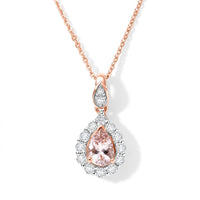 Certified and Appraised D''Joy Premium Pink Morganite, Moissanite Pendant Necklace (18 Inches) in 18K Vermeil RG Over Sterling Silver 0.95 ctw