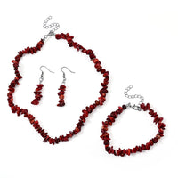 Jasper 239.00 ctw Earrings, Bracelet (Adjustable) and Necklace (Adjustable) in Silvertone