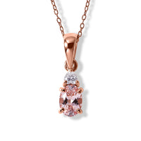 D'Joy Premium Pink Morganite, Moissanite Pendant Necklace (18 Inches) in 18K Vermeil RG Over Sterling Silver 0.85 ctw