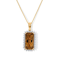 D''Joy Brazilian Citrine, White Zircon 11.75 ctw Pendant Necklace (20 inches) in 18K Vermeil Yellow Gold Over Sterling Silver
