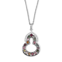 Multi-Tourmaline and Simulated Diamond 8.01 ctw Beaded Necklace in Silvertone (20 Inches)