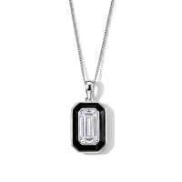 D''Joy Moissanite and Black Jade (D) 5.10 ctw Pendant Necklace in Rhodium Over Sterling Silver 18 Inches