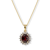 D'Joy Premium Orissa Rhodolite Garnet, Natural Champagne and White Diamond (0.25 cts) Berry Sunburst Pendant Necklace (20 Inches) in 18K Vermeil YG Over Sterling Silver 2.60 ctw