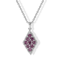 EverTrue Simulated Orchid Diamond Pendant in Platinum Bond with Stainless Steel Necklace (20 inches)