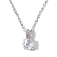 EverTrue Simulated White and Pink Diamond Pendant in Platinum Bond with Stainless Steel Necklace 20 Inches