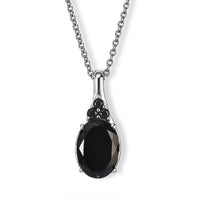 EverTrue Australian Black Tourmaline and Thai Black Spinel 6.60 ctw Pendant Necklace in Stainless Steel 20 Inches