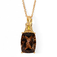 EverTrue Smoky Quartz and Hebei Peridot 13.70 ctw Pendant in 18K YG Plated Copper with ION Plated YG Stainless Steel Necklace 20 Inches