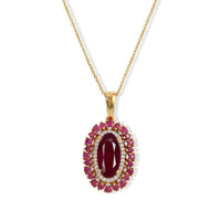 D''Joy Niassa Ruby (FF) and Moissanite 7.40 ctw Pendant Necklace in 18K Vermeil Yellow Gold Over Sterling Silver 20 Inches