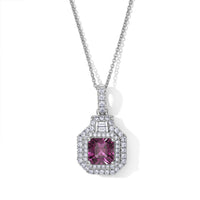 D'Joy AAA Radiant Ember Garnet and Moissanite 2.50 ctw Pendant Necklace in Rhodium Over Sterling Silver (20 Inches)
