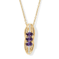 EverTrue Simulated Amethyst and Champagne Color Diamond Pendant in 18K YG Plated with iON Plated YG Stainless Steel Necklace (20 inches)