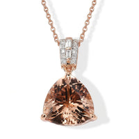 Luxoro 10K Rose Gold AAA Marropino Morganite, Diamond (I2) Pendant Necklace (20 Inches) 5.65 ctw