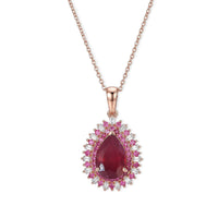 D'Joy Premium Niassa Ruby (FF), Multi Gemstone Pendant Necklace (20 Inches) in 18K Vermeil RG Over Sterling Silver 5.40 ctw