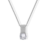 Simulated Diamond Brilliance Pendant in Platinum Bond with Stainless Steel Necklace 4.85 ctw  (20 Inches)