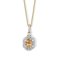 D''Joy Premium Imperial Topaz, Moissanite Pendant Necklace (18 Inches) in 18K Vermeil Sterling YG Over Silver 1.50 ctw