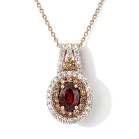 D''Joy AAA Red Zircon and Multi Zircon 2.50 ctw Pendant Necklace in 18K Vermeil Rose Gold Over Sterling Silver 20 Inches
