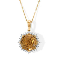 D''Joy Brazilian Citrine and White Zircon 12.85 ctw Pendant Necklace (20 inches) in 18K Vermeil Yellow Gold Over Sterling Silver