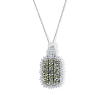 D'Joy Montana Sapphire, Moissanite Midnight Mosaic Pendant Necklace (20 Inches) in Rhodium Over Sterling Silver 3.60 ctw