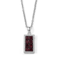 Multi-Tourmaline and Simulated Diamond 10.00 ctw Pendant in Platinum Bond with Stainless Steel Necklace 20 Inches