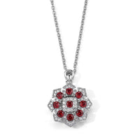 Mozambique Garnet and Simulated Diamond 14.00 ctw Pendant in Silvertone with Stainless Steel Necklace 20 Inches