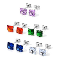 Multi Color Glass Set of 5 Earrings in Stainless Steel..