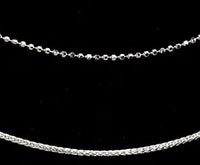 Italian Sterling Silver Set of 2 Beaded and Wheat Chain Necklace (24 Inches) (6.30 g)