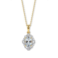 Premium Mangoro Aquamarine and Luxuriant Lab Grown Diamond G-H SI 1.30 ctw Pendant Necklace in 18K Vermeil Yellow Gold Over Sterling Silver 20 Inches