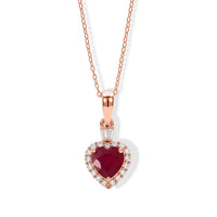 D'Joy Niassa Ruby (FF), Moissanite Heart Pendant Necklace (20 Inches) in 18K Vermeil RG Over Sterling Silver 2.25 ctw