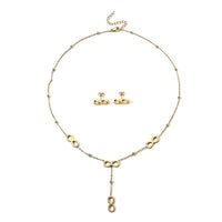 Infinity Necklace (18-19.5 Inches) and Earrings in ION Plated YG Stainless Steel