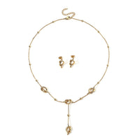 Infinity Necklace (18-19.5 Inches) and Earrings in ION Plated YG Stainless Steel