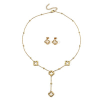 Infinity Necklace (18-19.5 Inches) and Earrings in ION Plated YG Stainless Steel