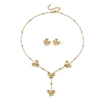 Infinity Necklace (18-19.5 Inches) and Earrings in ION Plated YG Stainless Steel