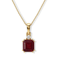 Asscher Cut Niassa Ruby (FF), Luxuriant Lab Grown Diamond (G-H, SI) Pendant Necklace (20 Inches) in 18K Vermeil YG Over Sterling Silver 3.25 ctw