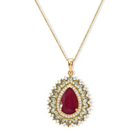D'Joy Niassa Ruby (FF), Multi Gemstone Pendant Necklace (20 Inches) in 18K Vermeil YG Over Sterling Silver 11.20 ctw