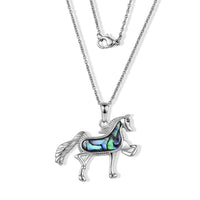 Abalone Shell Horse Pendant in Silvertone with Stainless Steel Necklace 20 Inches