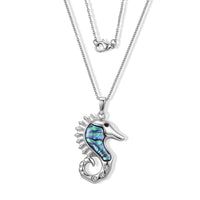 Abalone Shell and Simulated Diamond 28.10 ctw Dolphin Pendant in Silvertone with Stainless Steel Necklace 20 Inches