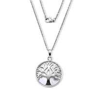 White Mother of Pearl Pendant in Silvertone with Stainless Steel Necklace 20 Inches
