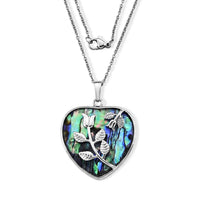 Abalone Shell Heart Pendant in Silvertone with Stainless Steel Necklace 20 Inches