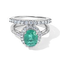 EverTrue Emeraldine Quartz, Moissanite Set of 2 Ring in Platinum Bond (Size 5.0) 3.00 ctw