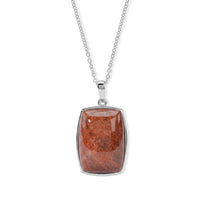 EverTrue Poppy Jasper 27.75 ctw Pendant Necklace (20 Inches) in Stainless Steel