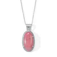 EverTrue Rhodonite 32.75 ctw Pendant Necklace (20 Inches) in Stainless Steel