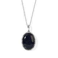 EverTrue Blue Sandstone 34.85 ctw Pendant Necklace (20 Inches) in Stainless Steel