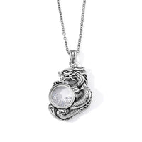 Austrian Crystal Dragon Pendant Necklace (20-22 Inches) in Stainless Steel