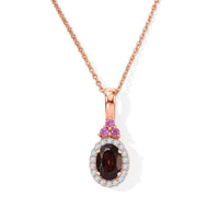 D''Joy AAA Red Zircon and Multi Gemstone 1.40 ctw Pendant Necklace in 18K Vermeil Rose Gold Over Sterling Silver 20 Inches